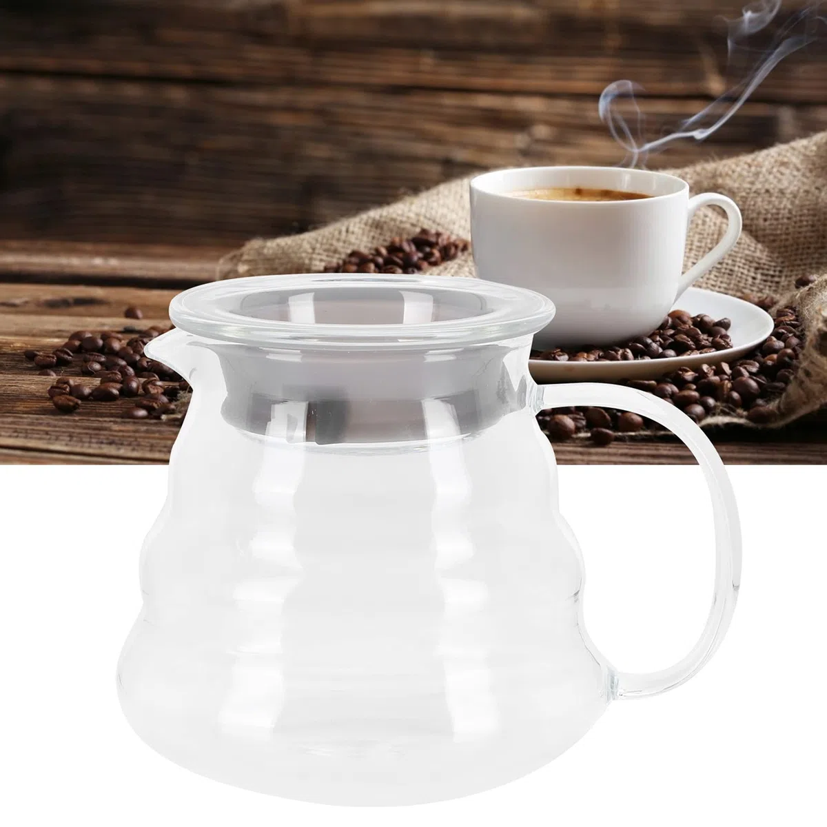 Agatige V60 Servidor De Café De Vidrio, 500ML Profesional Transparente De Gran Capacidad Jarra De Café Expreso Con Mango Jarra Cafe Jarra De Crema De Vidrio Server De Café Y Té Para Mostrador Cocina