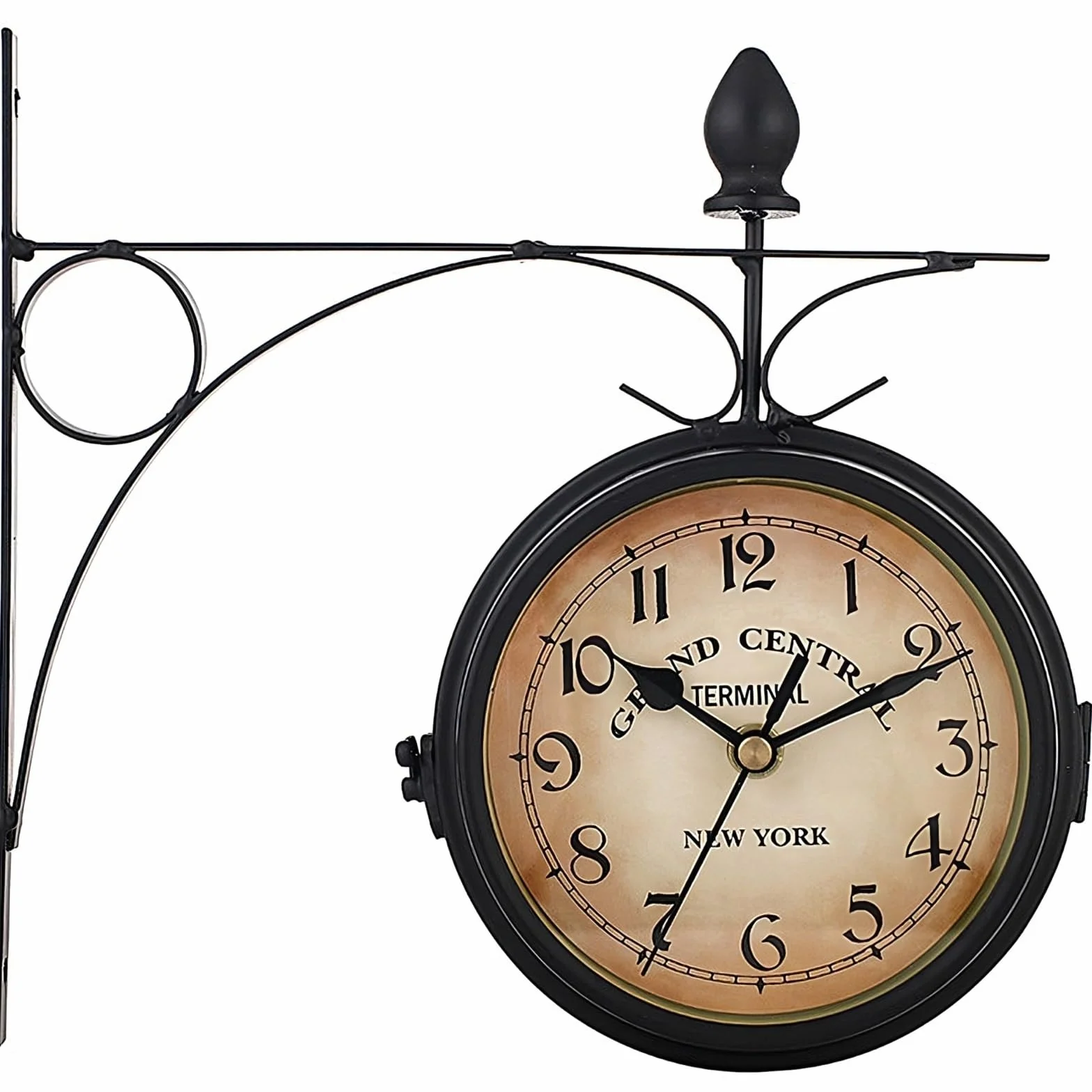 Retoo Reloj de Estación de Tren de Doble Cara, Resistente a la Intemperie, Negro, Decorativo Con Soporte Para Exteriores