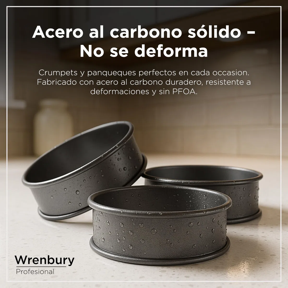 Wrenbury Juego de 4 moldes antiadherentes para tortitas y huevos fritos, moldes para panqueques, fáciles de limpiar, fabricados en Inglaterra y presentados en caja de regalo