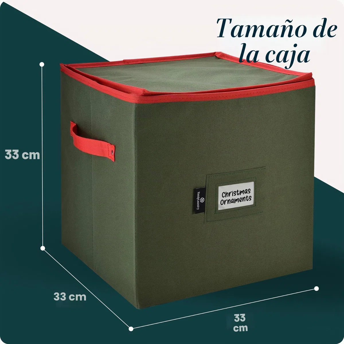 Almacenamiento de adornos de Navidad: almacena hasta 64 adornos navideños, separadores ajustables, parte superior con cremallera, dos asas. Atractiva caja de almacenamiento que mantiene las