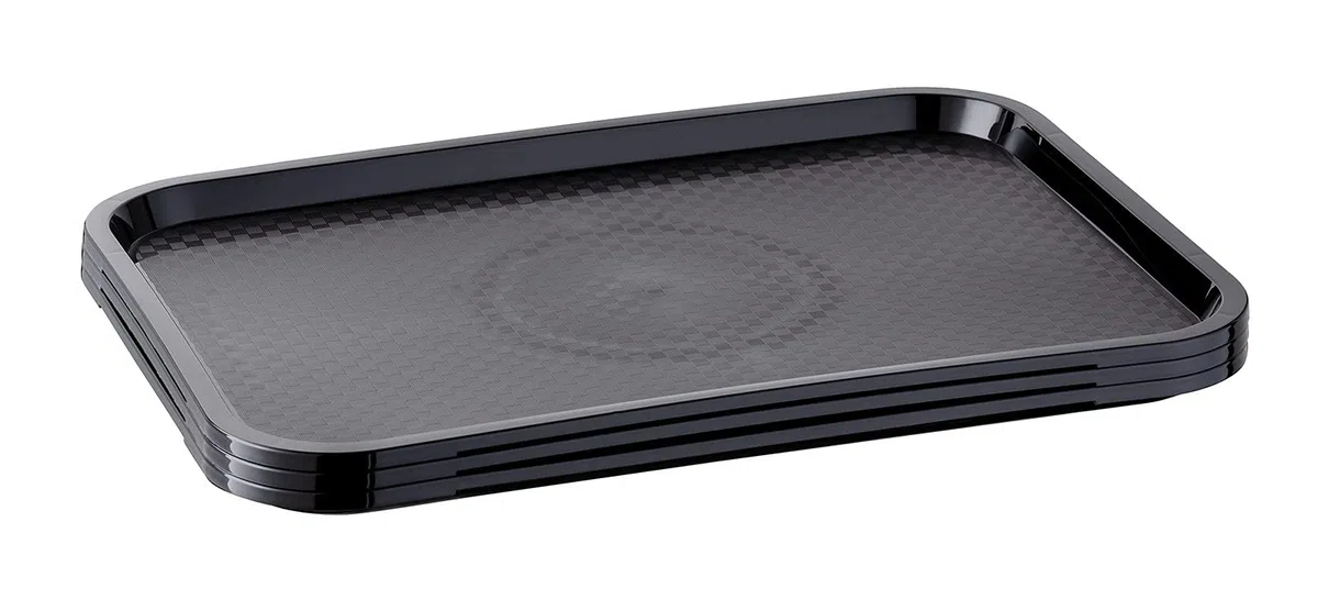 APS Bandeja de Comida rápida, inastillable y Apta para lavavajillas, Fabricada en Alemania, 45 x 35,5 cm, Altura 2 cm, Color Negro