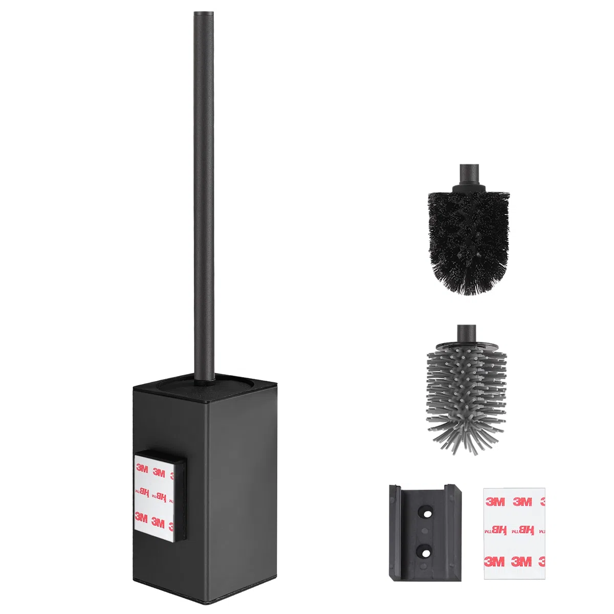DAZI Escobilla WC de Pared Negro Mate, Escobillero Baño Metálico Antióxido y Diseño Moderno, Escobillero con Vaso Interior Extraíble para una Limpieza Fácil del Baño