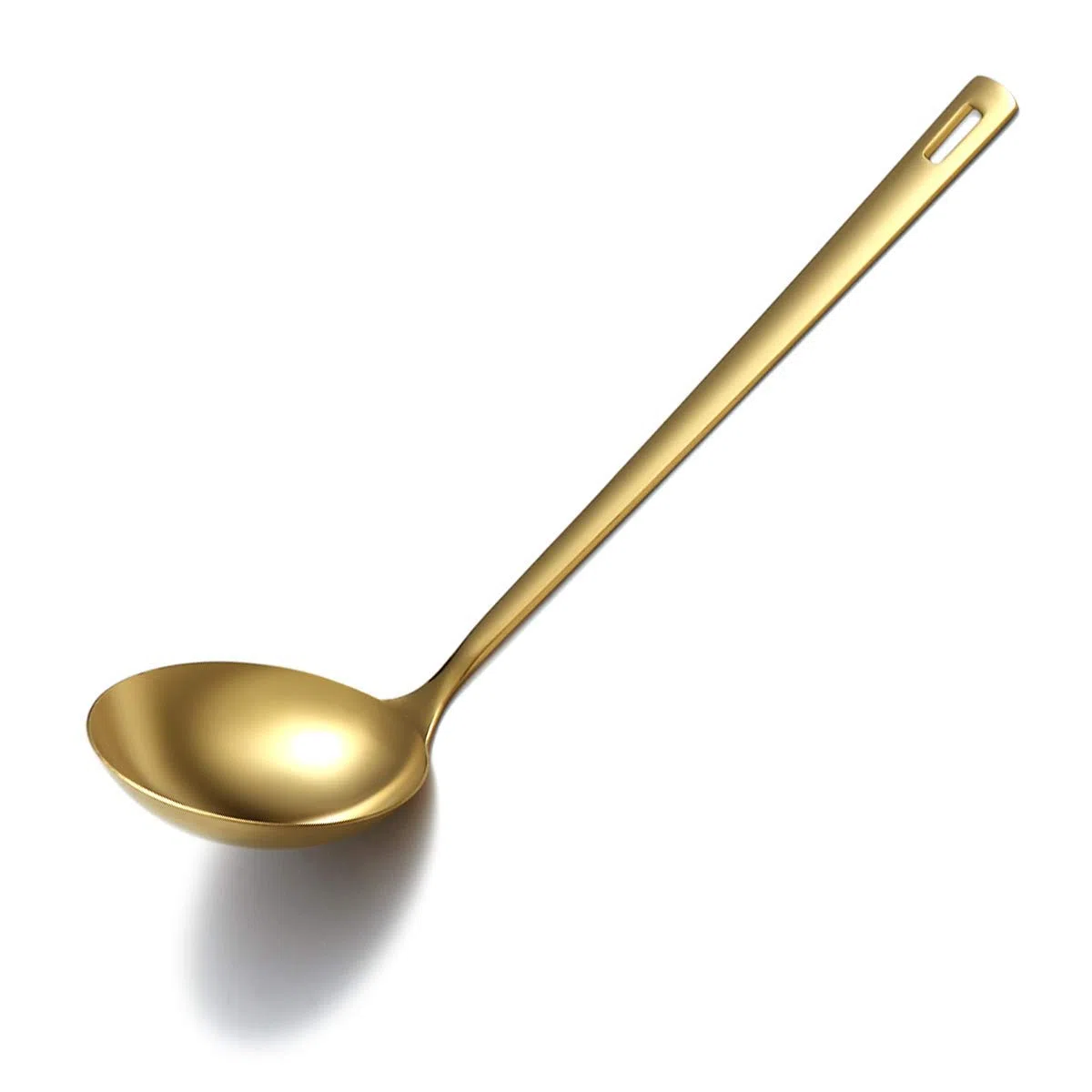 Berglander Cucharón dorado, cucharón de cocina de acero inoxidable con revestimiento de oro de titainium, cucharón de sopa, cuchara de metal para cocinar, apto para lavavajillas, fácil de limpiar