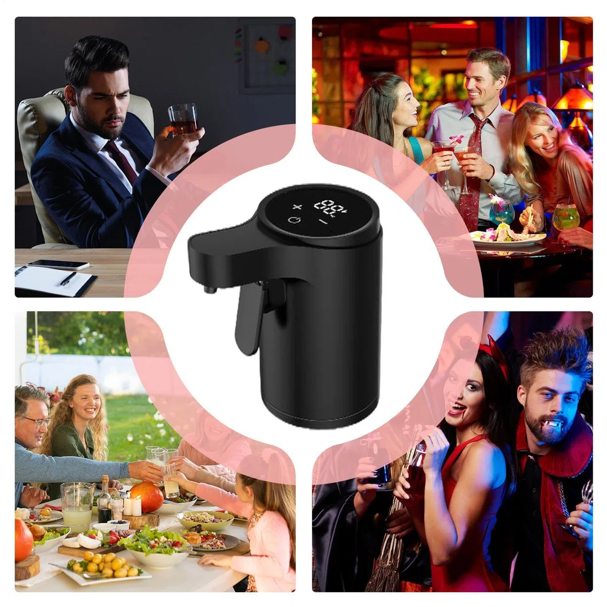 Vertedor Aireador De Vino Eléctrico | Dispensador De Vino Eléctrico | Cuatro Modos Preestablecidos, Diseño De Pantalla LED Táctil, Adecuado Para Reuniones Familiares, Cenas, Viajes Y Otros, Regalo
