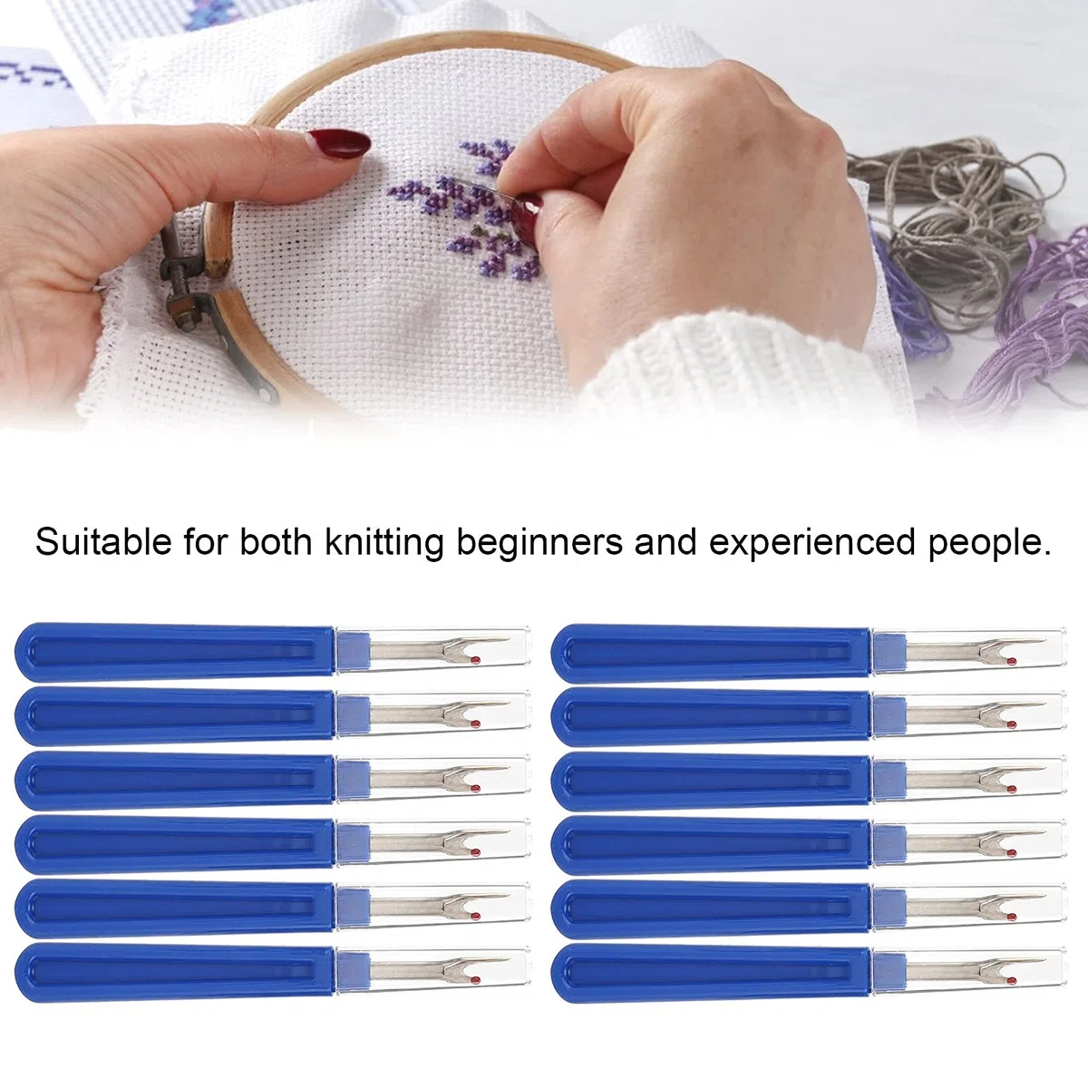 Desgarrador de Costuras, Herramienta Profesional de Acero Inoxidable con Mango Ergonómico para Eliminar Puntadas, 12 Piezas para Ropa y Bolsas de Tela