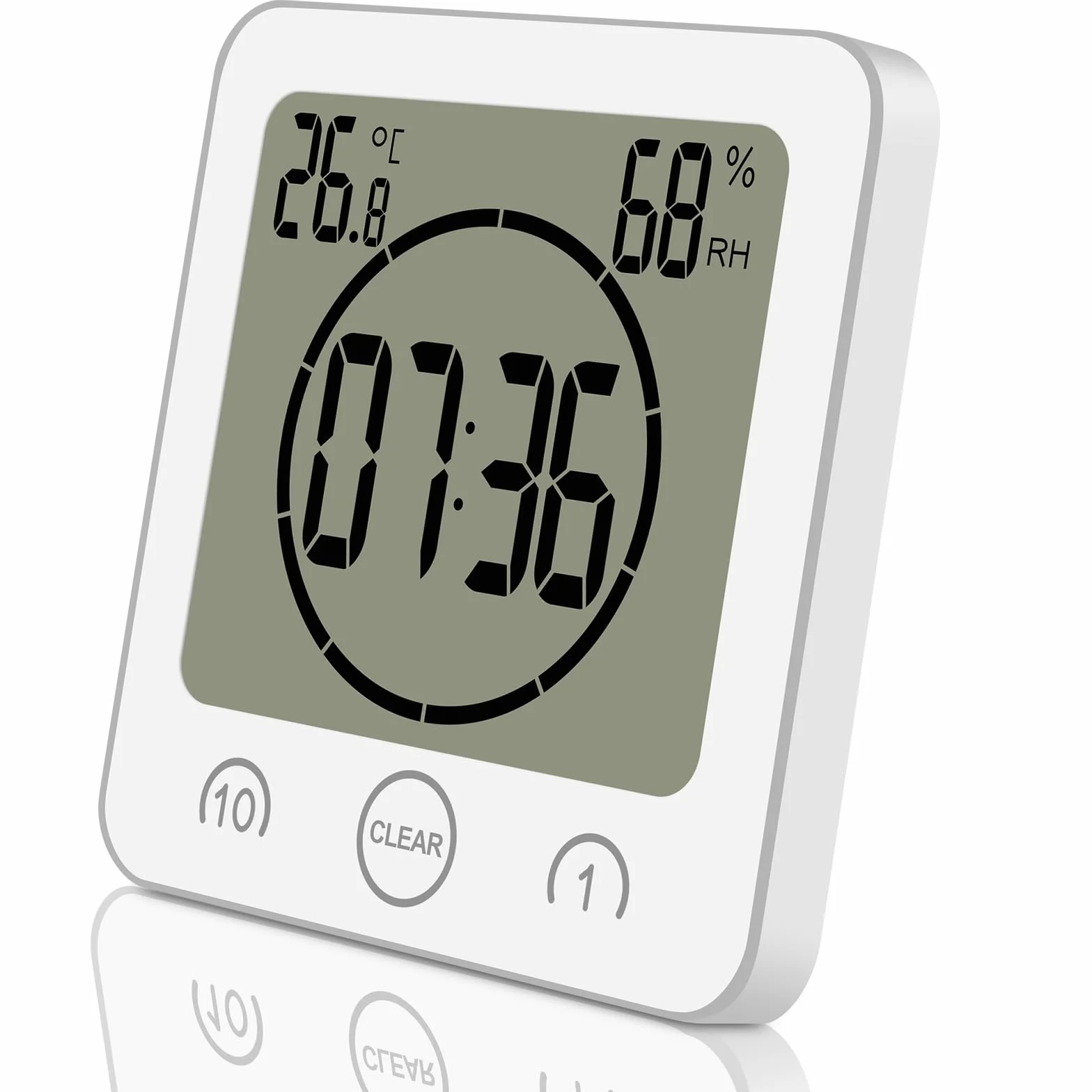 Reloj de baño Digital con Ventosa de Pared Impermeable, Pantalla Grande, Temporizador de Ducha, con Alarma, termómetro de Temperatura, higrómetro, Temporizador de Cuenta Regresiva