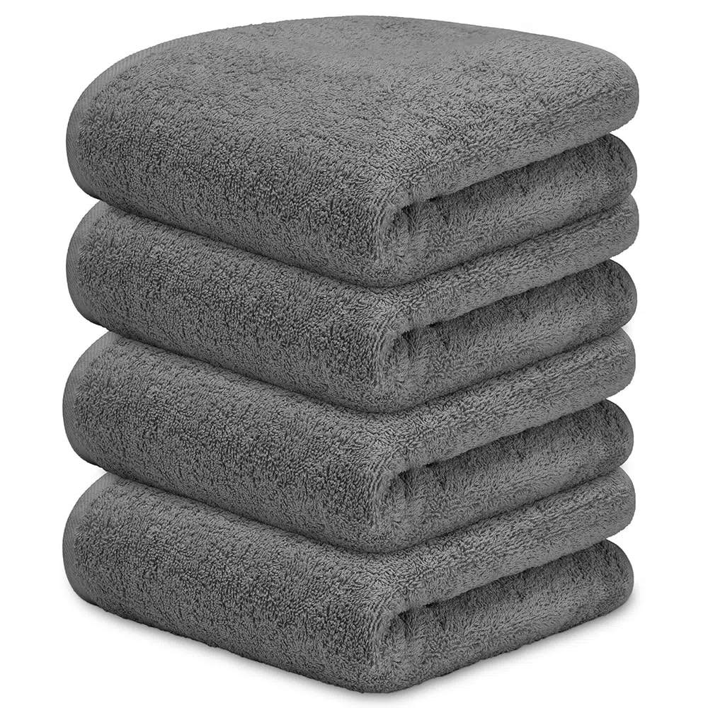 DECASATEXTIL Pack 4 Toallas Lavabo 50x100cm Algodón 450g/m² – Suaves y Absorbentes – Toallas Baño y Mano para Lavabo, Gimnasio o Aseo (Marengo)