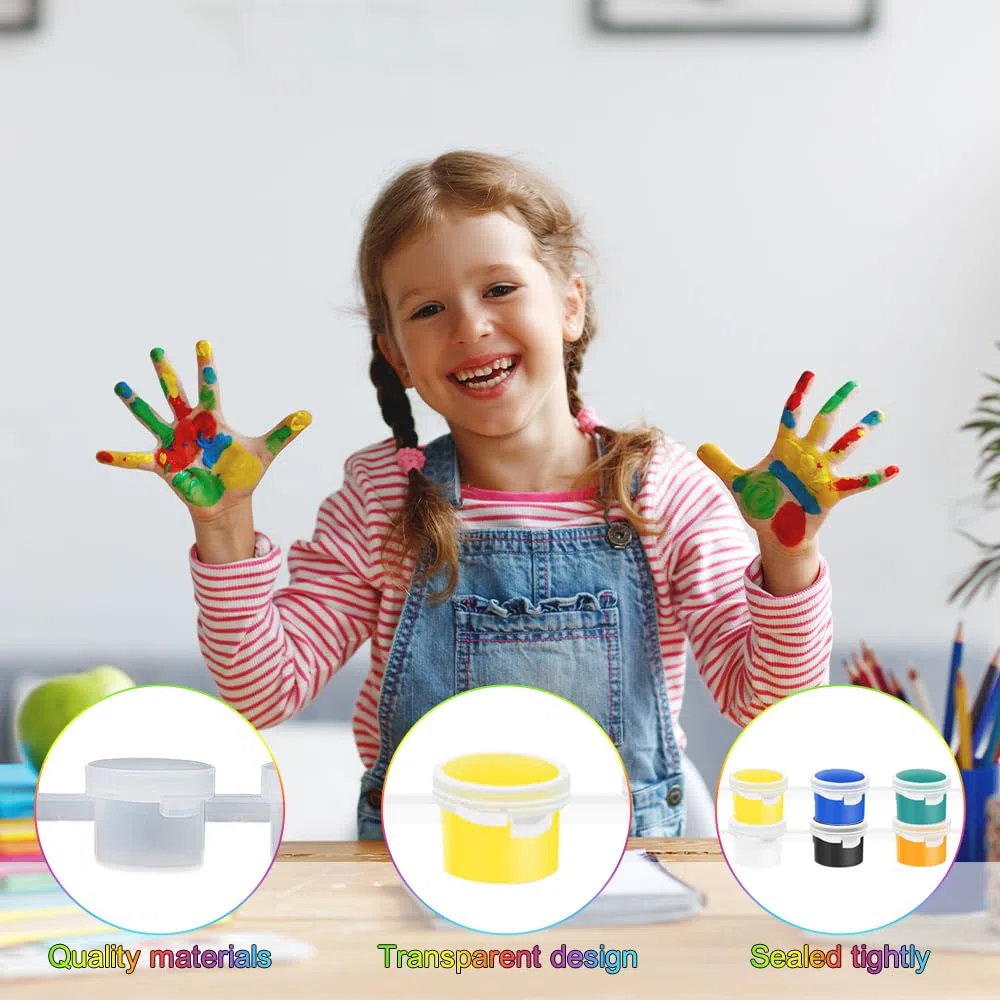 200 Botes de Pintura Vacíos 5ml 25 Tiras Almacenamiento Pintura de Plástico Mini Recipientes de Pintura Vacio con Tapa para Aulas Escuelas Pintura y DIY Manualidades