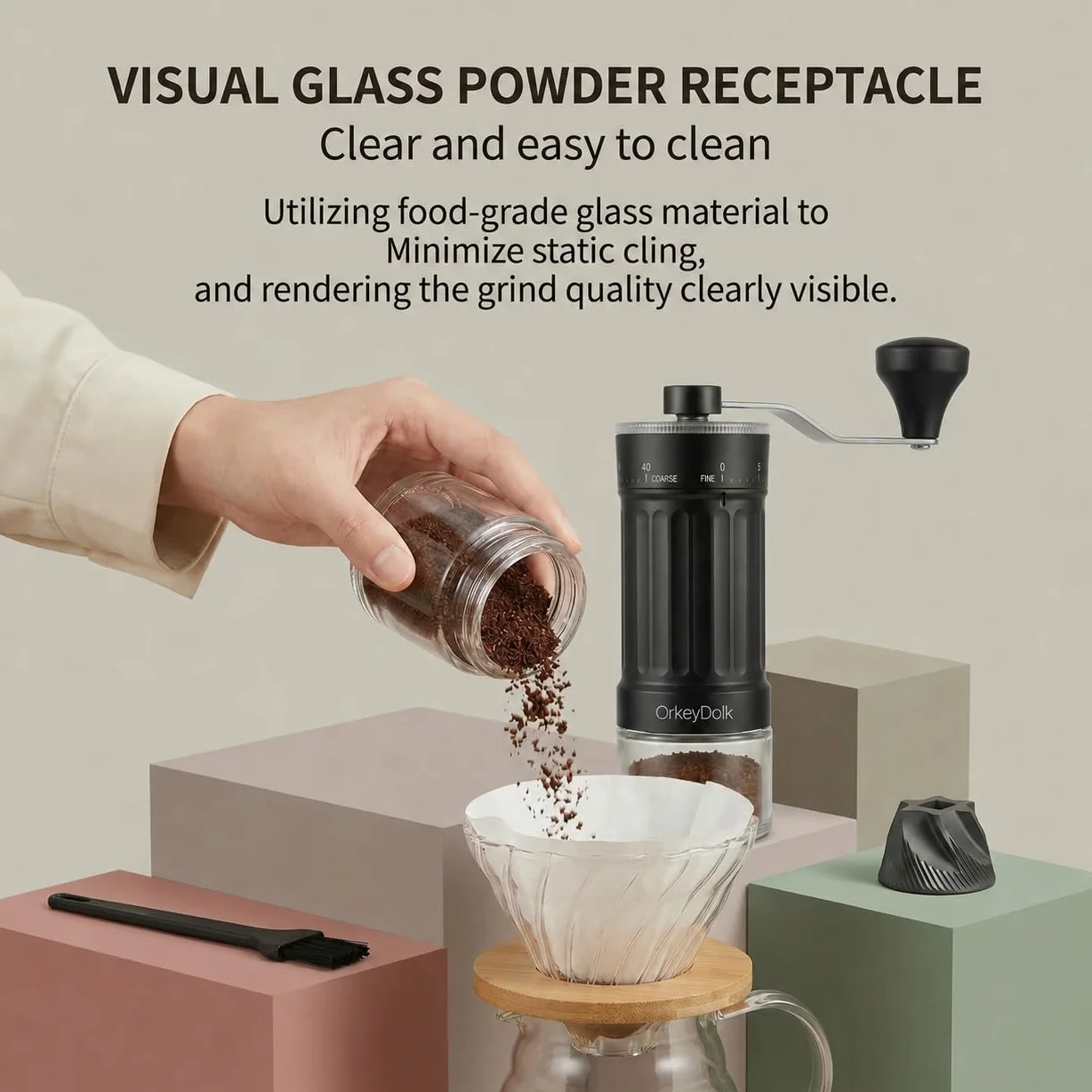 Molino de café manual externo y ajustable, con molino cónico de cerámica de alta precisión y diseño moderno, ajuste de 40 niveles, adecuado para Aeropress, Pour Over y cafeteras Moka.