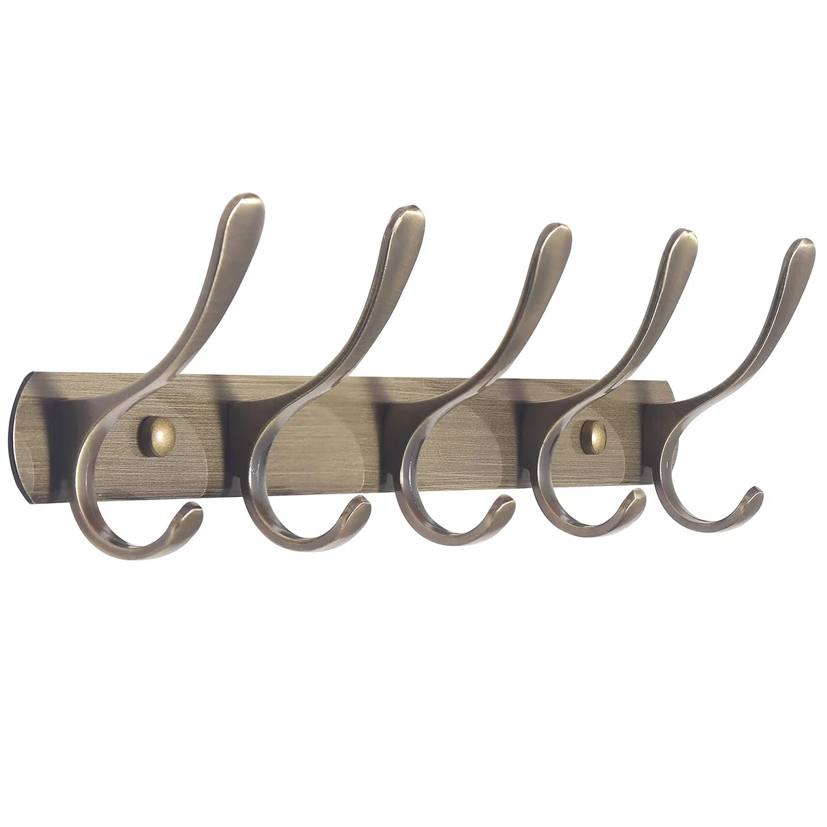 SKOLOO Moderno perchero de pared ganchos, 5 ganchos, metal, para colgar abrigos, chaqueta, mochila, sombrero, bronce de pared gancho de pared