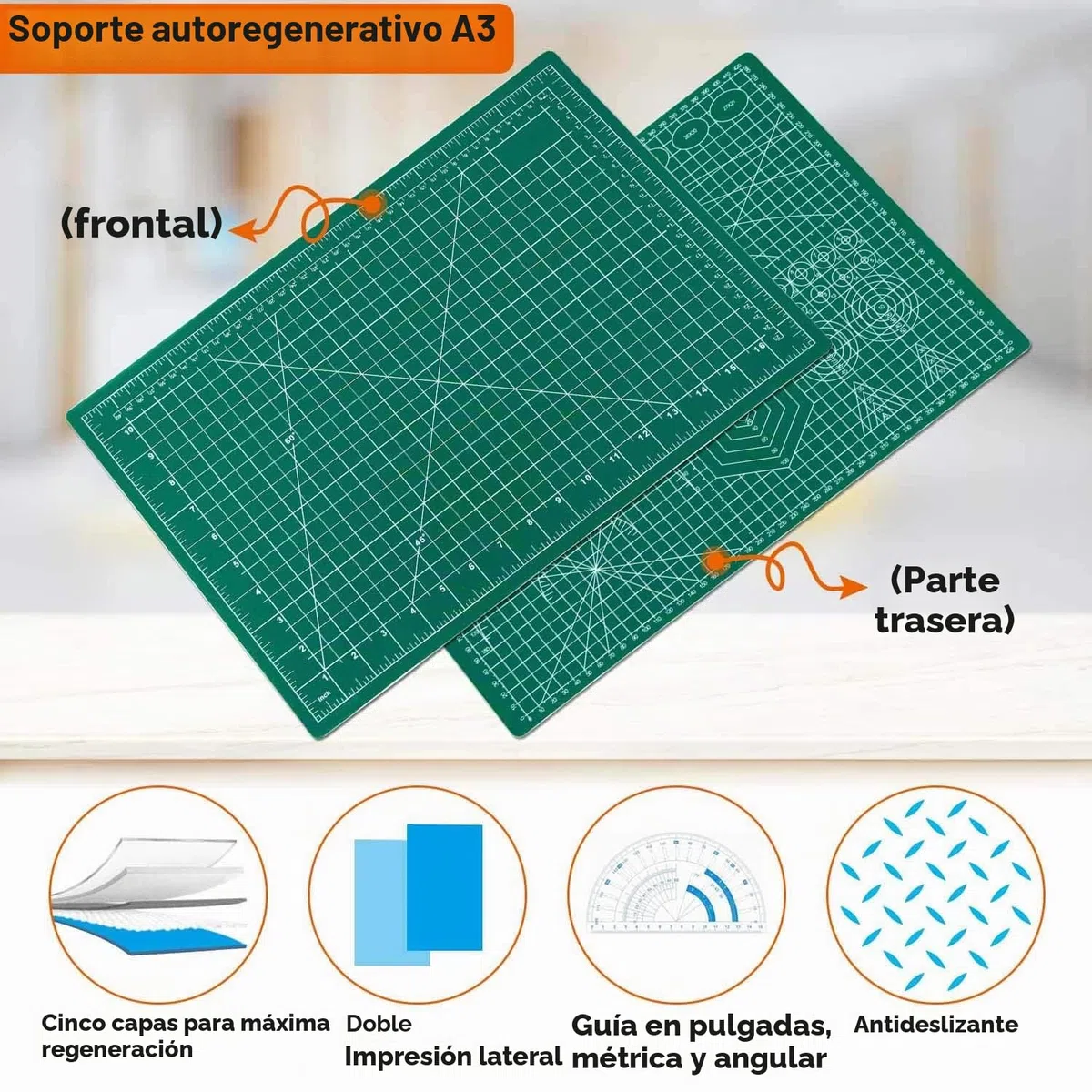 Anezus - Tapete de costura autorreparable, 12 x 18 pulgadas, tapete de corte giratorio de doble cara, 5 capas, tabla de cortar para manualidades, manualidades, manualidades, manualidades,