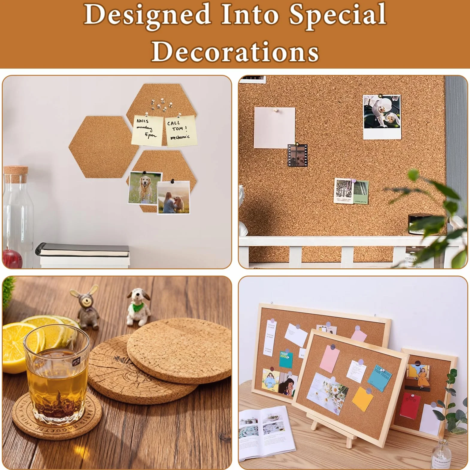 6 Piezas Corcho, 30 X 21 Cm, Hojas de Corcho, Placas de Corcho para DIY, Decoracion Pared(Sin Reverso Autoadhesivo)