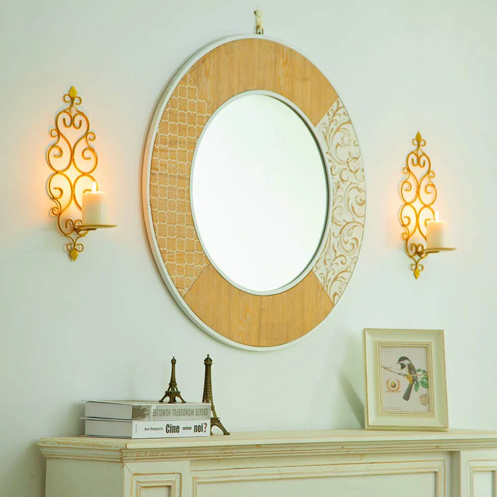 Sziqiqi Candelabro de Pared del Estilo Retro, Candelero Colgante de Arte de Hierro para Decoración de Casa, Montado en la Pared Sostenedor de Vela, Oro