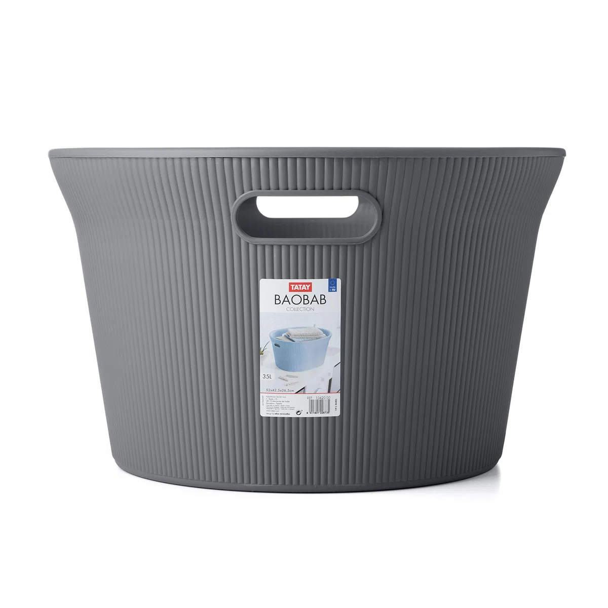 Tatay Cesto de Ropa Baobab, 35 L de Capacidad, de Polipropileno, Libre de BPA, 3 Asas, Color Gris (Antracita), Medidas 52 x 42.5 x 26.5 cm