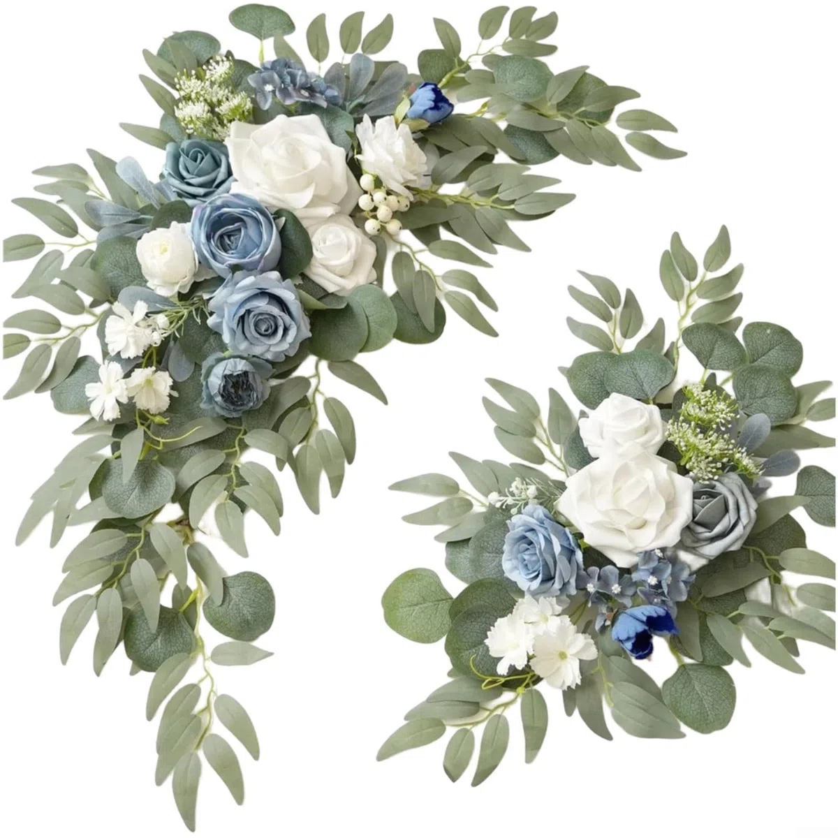 Paquete de 2 guirnaldas florales artificiales de seda sintética de 60 x 40 cm para boda, ceremonia, fiesta, recepción, decoración de entrada al aire libre (rosa)