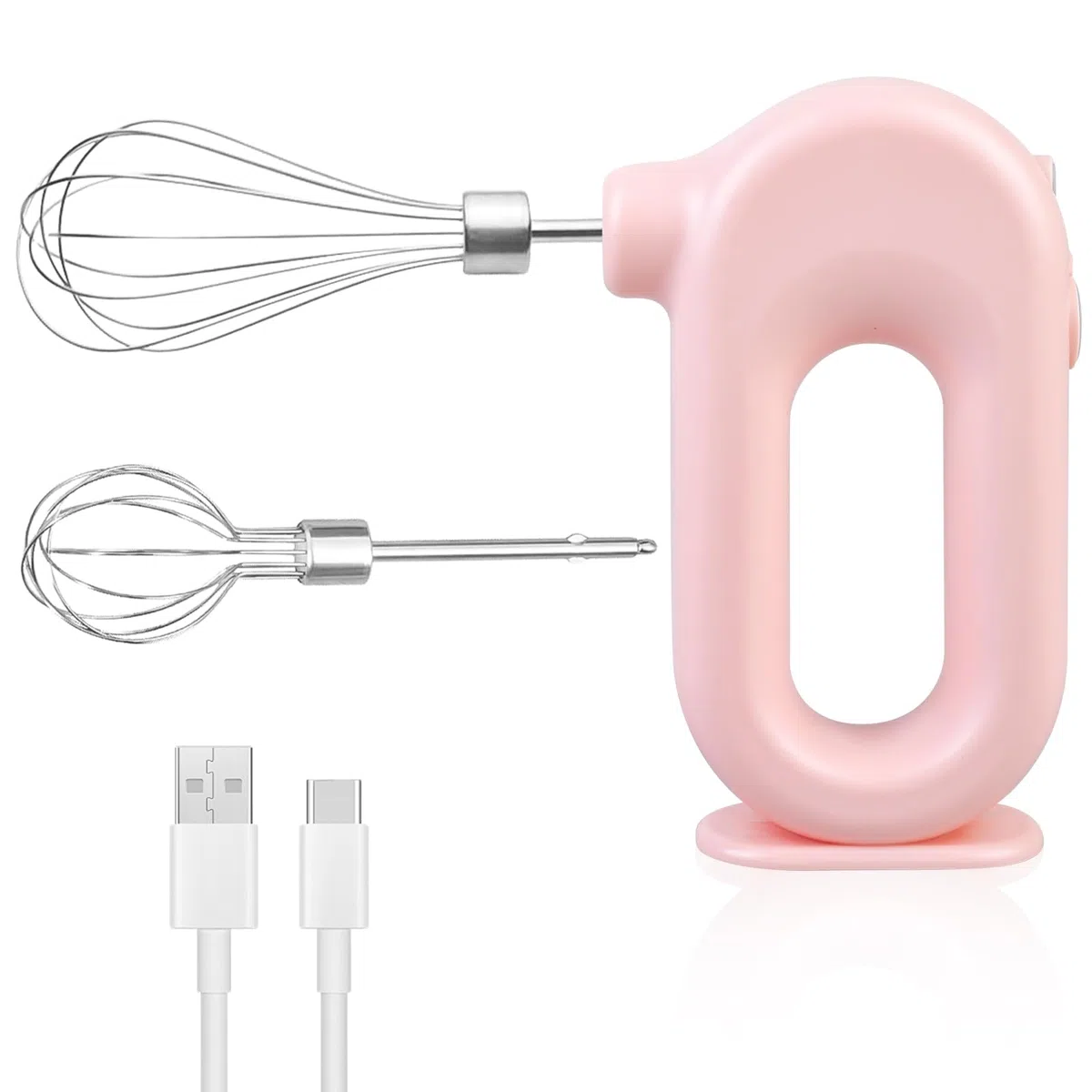Batidora de mano inalámbrica eléctrica: mini batidora de mano con 4 niveles y 2 batidores, batidora eléctrica recargable por USB, batidora eléctrica, batidora de huevos para hornear, crema, pasteles