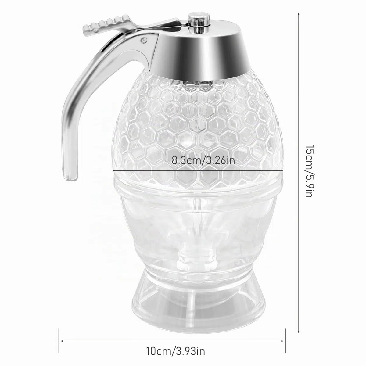 Dispensador Miel, Dispensador de Miel de Acrílico, Tarro De Dispensador De Miel , para Servir Miel y Almíbar, Sin Goteo, Flujo Moderado (200 ml)
