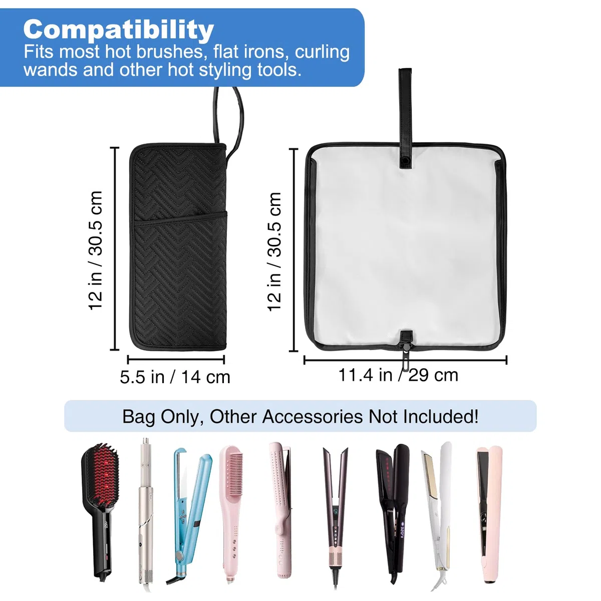 SITHON Soporte y tapete para Rizador de Pelo, Resistente al Calor, Bolsa de Viaje Portátil para Herramientas Calientes, Organizador para Rizadores, Planchas Planas, Alisadores de Cabello