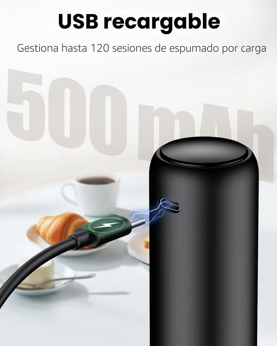 Pawfly Batidor de Leche Recargable Batidor Manual con Varilla de Acero Inoxidable Mezclador Eléctrico Portátil para Cappuccino Latte Matcha Chocolate Caliente