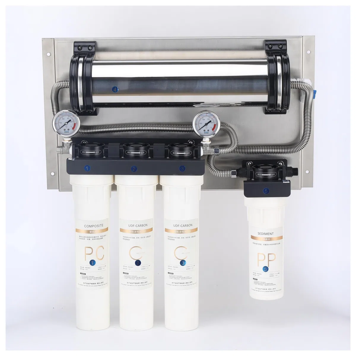 Filtros de Agua para Grifo, Purificador de agua comercial Filtro de membrana de ultrafiltración de 5 etapas, sistemas de agua Máquina de filtro de agua UF de acero inoxidable 304