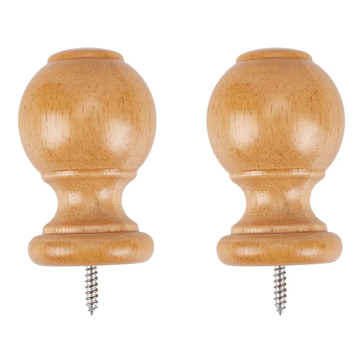 NICENEEDED 2 PCS Barras de Cortina de Madera Remate para Ventana, Remate Decorativo Redondo para Barra de Cortina con Tornillos para Postes de Cama (Hazlo Tú Mismo)
