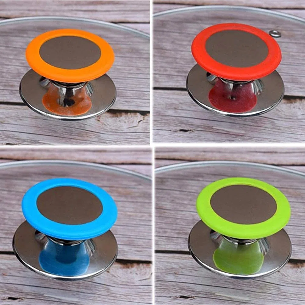 Perilla de Reemplazo de Tapas, 4Pcs Asa para Tapas de Ollas de Cocina, Tapa de la Olla Cubierta de la Manija, Manija de la Perilla de la Tapa, para Pomo, Utensilios de Cocina (4 Colores)