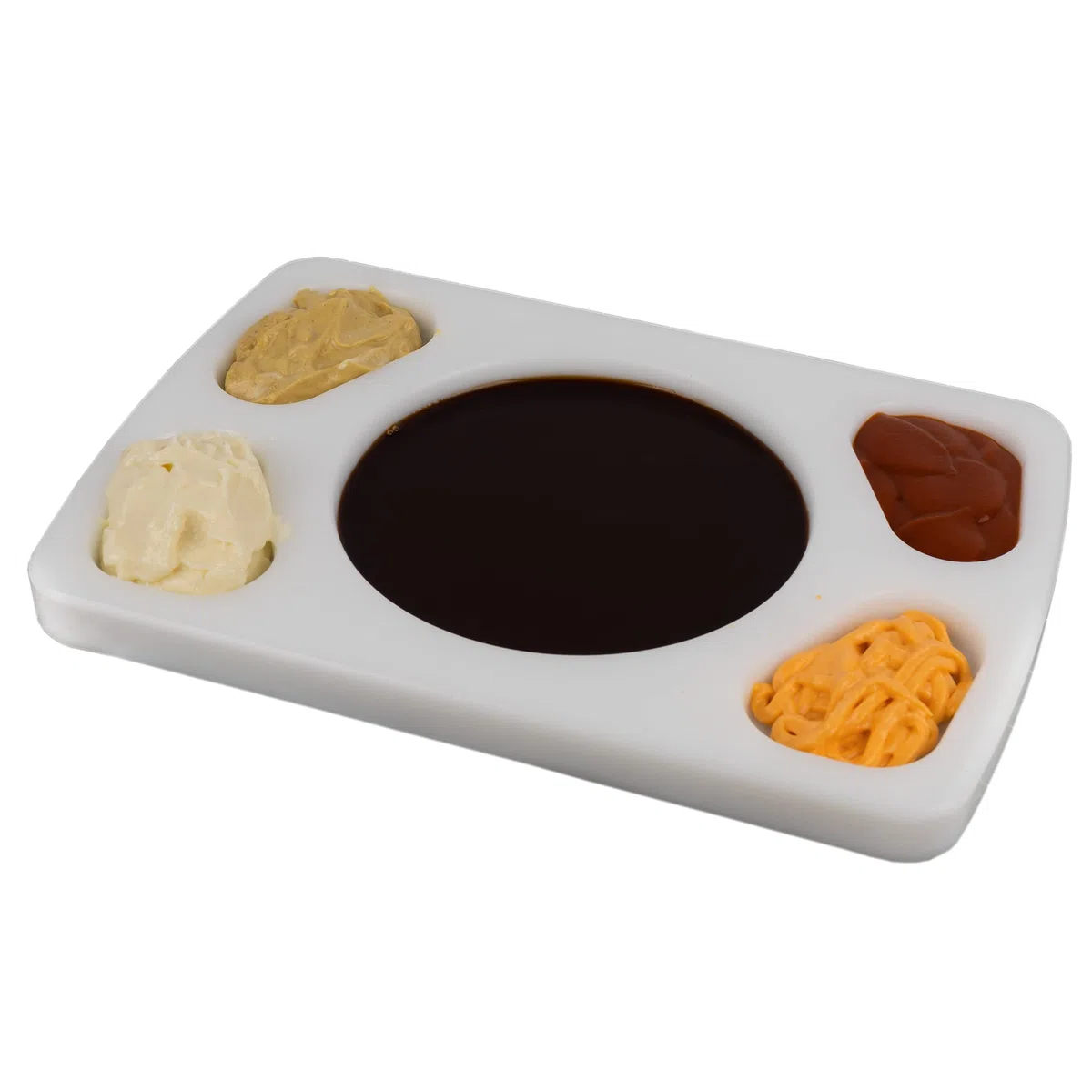 Cofan Tabla Salsera para 4 Salsas| Medida 30 x 20 x 1,5 cm | Color Blanco