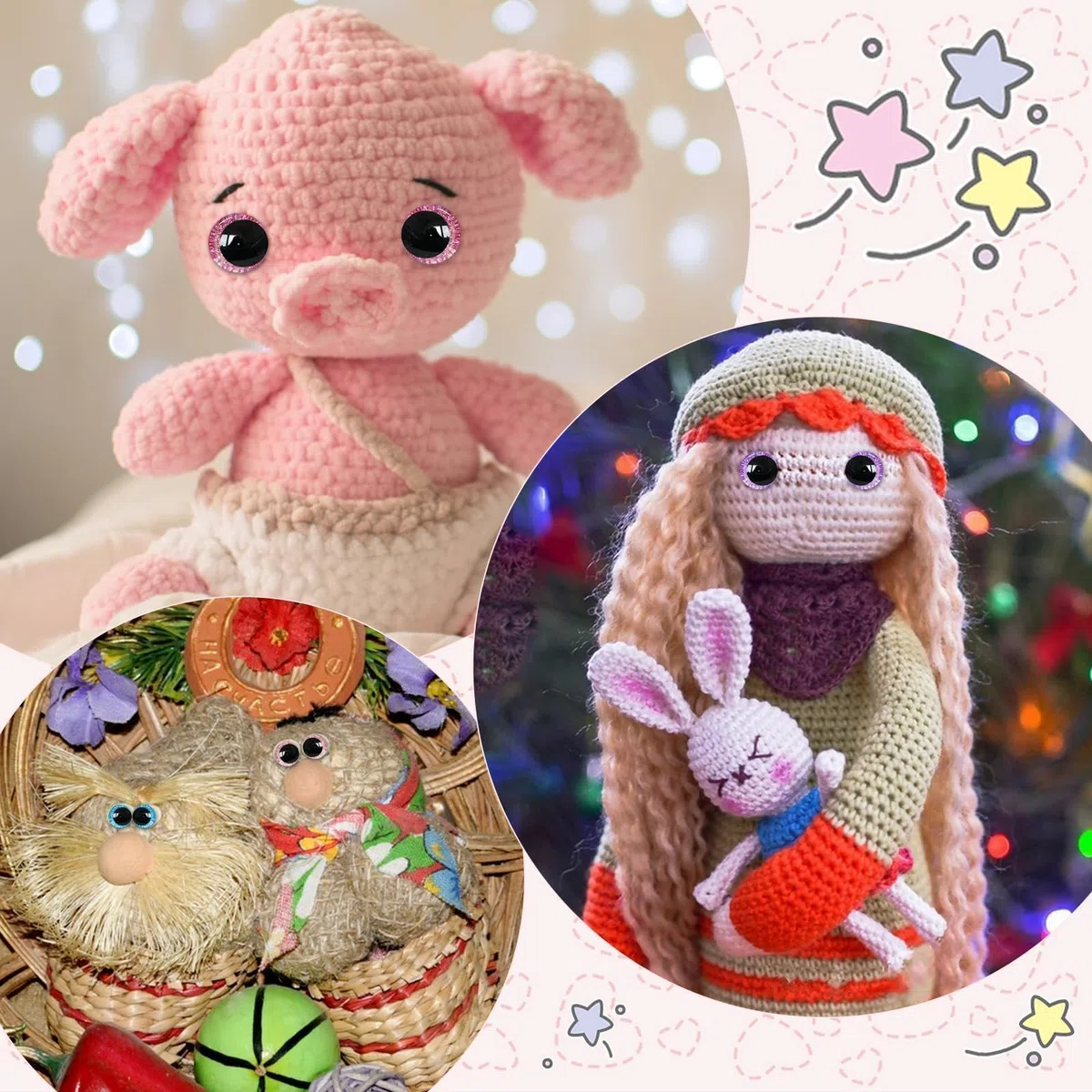 120 ojos de seguridad con purpurina 3D de 16 mm para ganchillo con arandelas, ojos de amigurumi de ganchillo para animales de ganchillo, ojos de manualidades, ojos de muñeca, ojos de