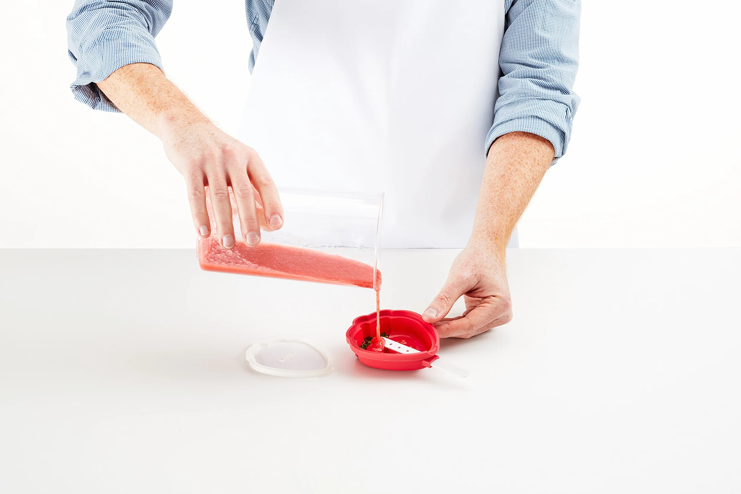 Lékué Pack de Moldes para Helados en Forma de Fresa, Silicona platino Rojo, 95 ml x 4 Unidades