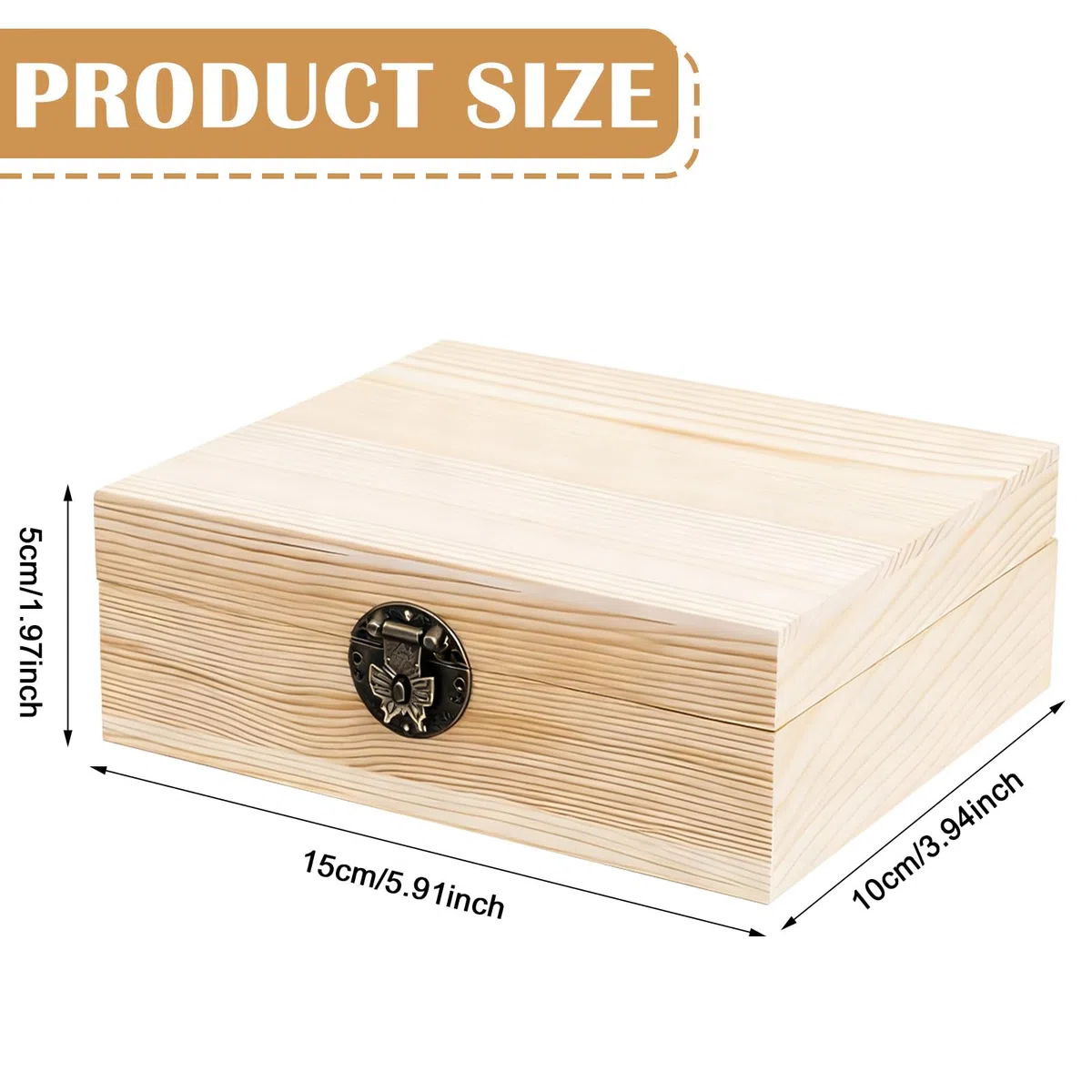 GBKDQQ 6 cajas de madera con tapa, 15 x 10 x 5 cm, caja pequeña de madera con bisagras y cerradura, caja de almacenamiento, caja de joyas, cofre del tesoro de madera para envolver regalos