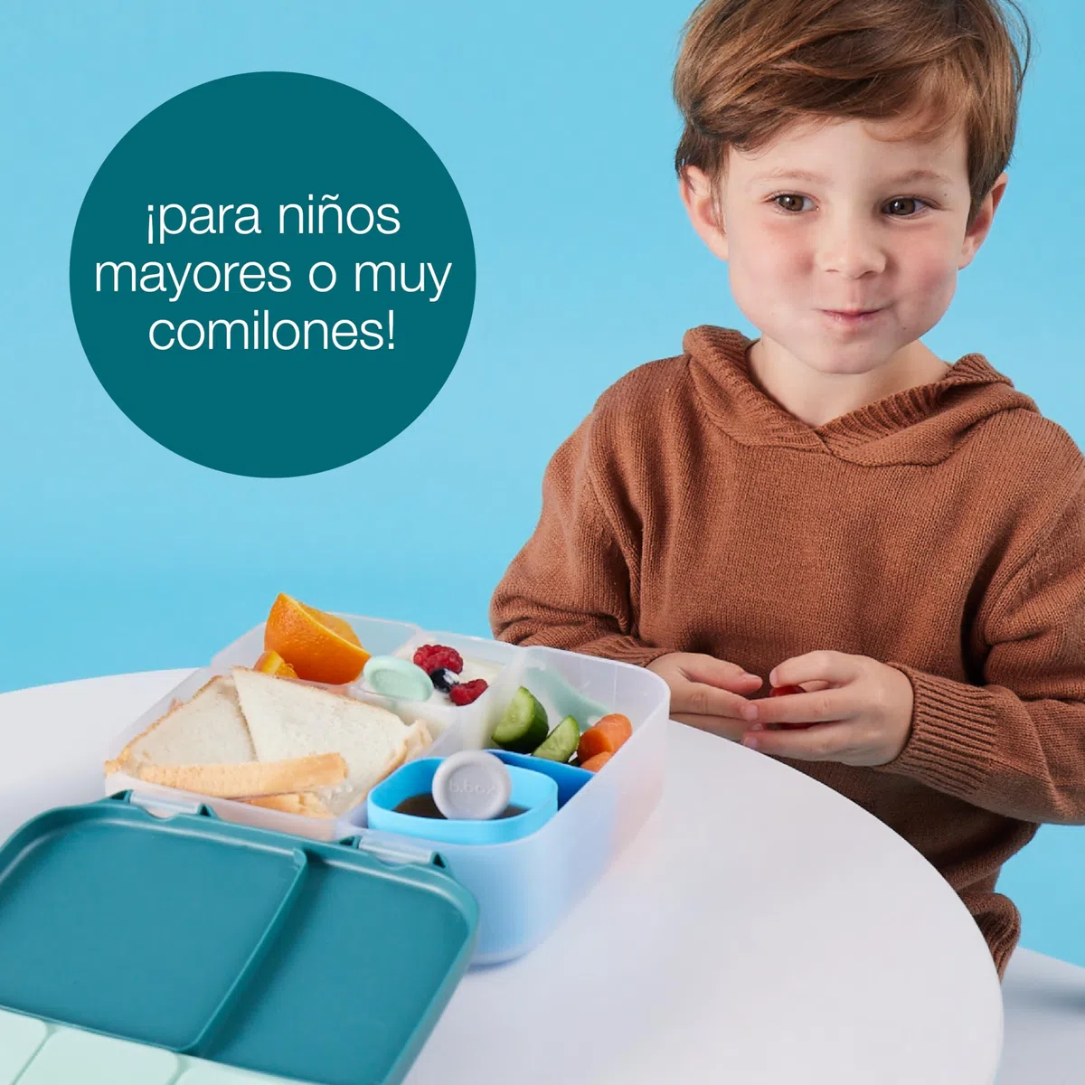 b.box Mini Lunch Box Niños | Fiambrera Infantil Bento con 3 Compartimentos (2 Herméticos) | Fiambrera Niños Ideal para Almuerzos y Picoteo | Cabe 1 Fruta Entera | Sin BPA