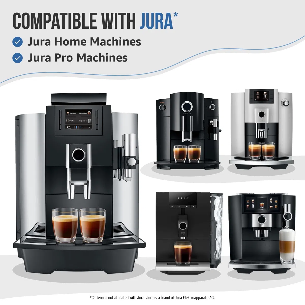 Caffenu Tabletas de limpieza compatibles con Jura. 30 tabletas de limpieza. Pastillas de limpieza de café: limpia partes internas, portafiltro, áreas inaccesibles. Uso en todas las máquinas de café