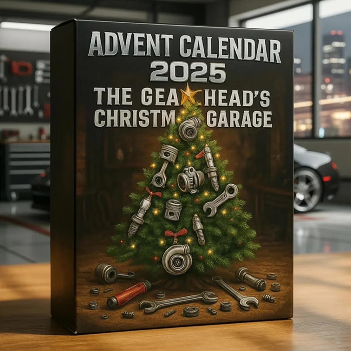 Calendario de Adviento para Amantes de los Coches, Advent Calendar 2025, El Garaje Navideño del Mecánico: 24 Miniaturas de Herramientas y Piezas de Automóvil, Regalo para Mecánicos y Aficionados