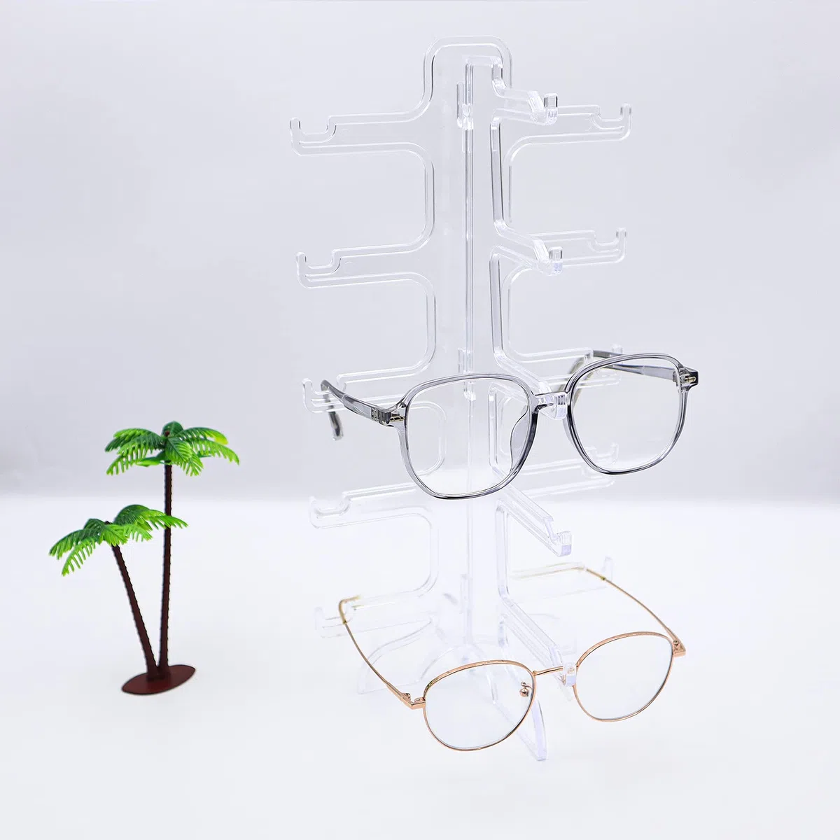 2 Piezas Soporte Para Gafas de Sol 5 Capas Soporte de Exhibición de Gafas,Reutilizable, Apto para Guardar Gafas de Sol, Gafas de Miopía, Espejos Planos (Transparentes)