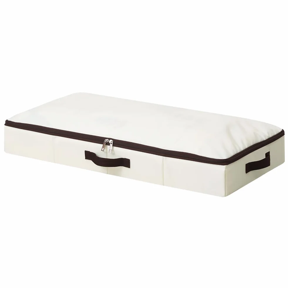 iwill CREATE PRO 75 x 38 x 10 cm, recipiente rígido de almacenamiento para ropa debajo de la cama, plegable y lavable, tapa con cremallera suave, color beige