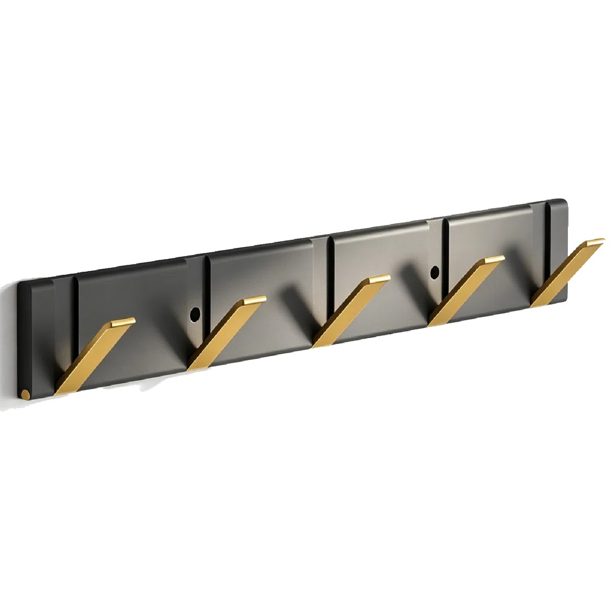 HERCHR Perchero Flotante Montado En La Pared con Tapa, Perchero Flotante De Pared Moderno, Perchero Plegable Montado En La Pared, Perchero Flotante De Pared De Aluminio Espacial(Black 5hooks 1)