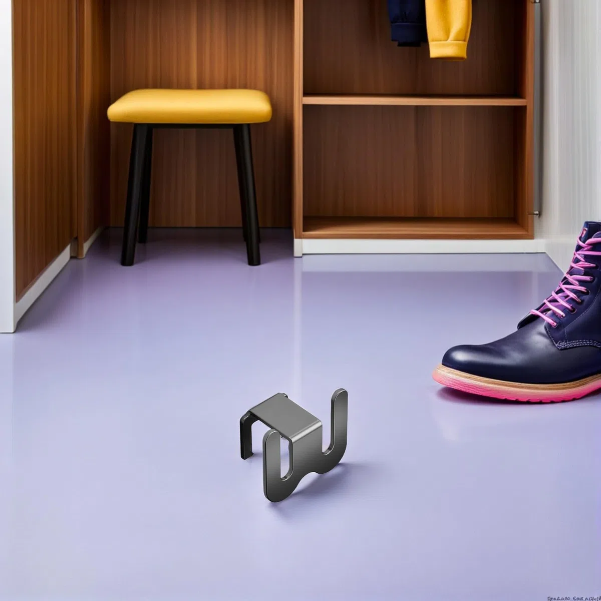Mikikit Zapatero 3 Piezas de Pared Adhesivo de Aluminio para Colgar Zapatillas de Baño con Diseño Moderno y Minimalista para Entrada y Armarios