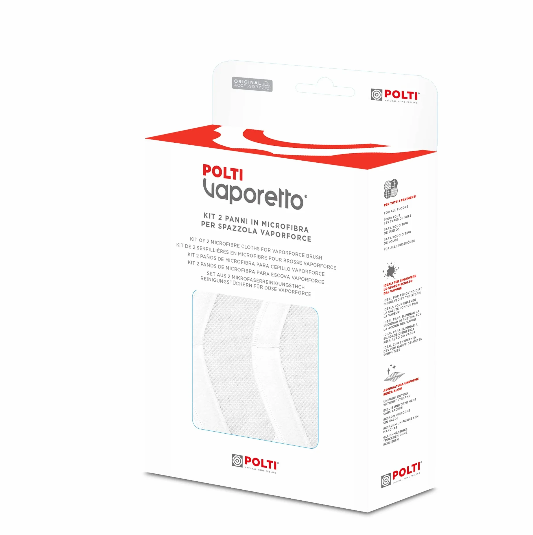 Polti PAEU0332 Kit 2 Paños Microfibra para Cepillo Vaporforce Blanco