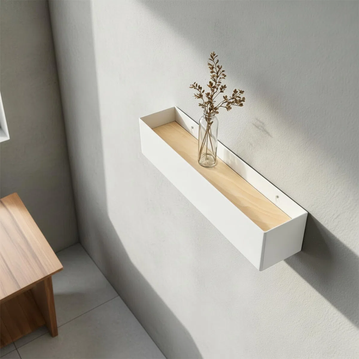 HASLED Colgador de Llaves para Pared con Estante y 5 Ganchos, Cuelga Llaves Pared de Metal y Madera, Organizador de Llaves Blanco, 30 x 7,5 x 6 cm, para Entrada, Pasillo, Salón