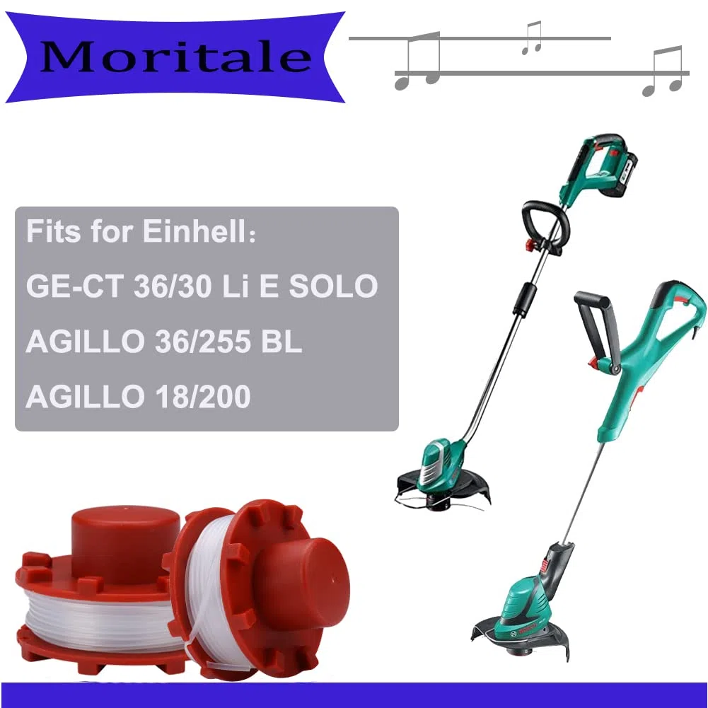Moritale Bobina de Hilo para Einhell GE-CT 36/30 Li E SOLO AGILLO 36/255 BL AGILLO 18/200 línea de Carretes Repuestos Desbrozadora (4 piezas)