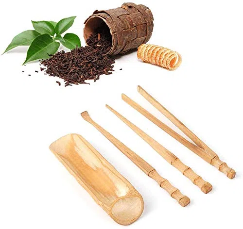 4Pcs Juego de té de bambú Natural Herramienta de Servicio de té clásica China Accesorios para la Ceremonia del té Accesorios de Juego de té Kongfu Herramientas