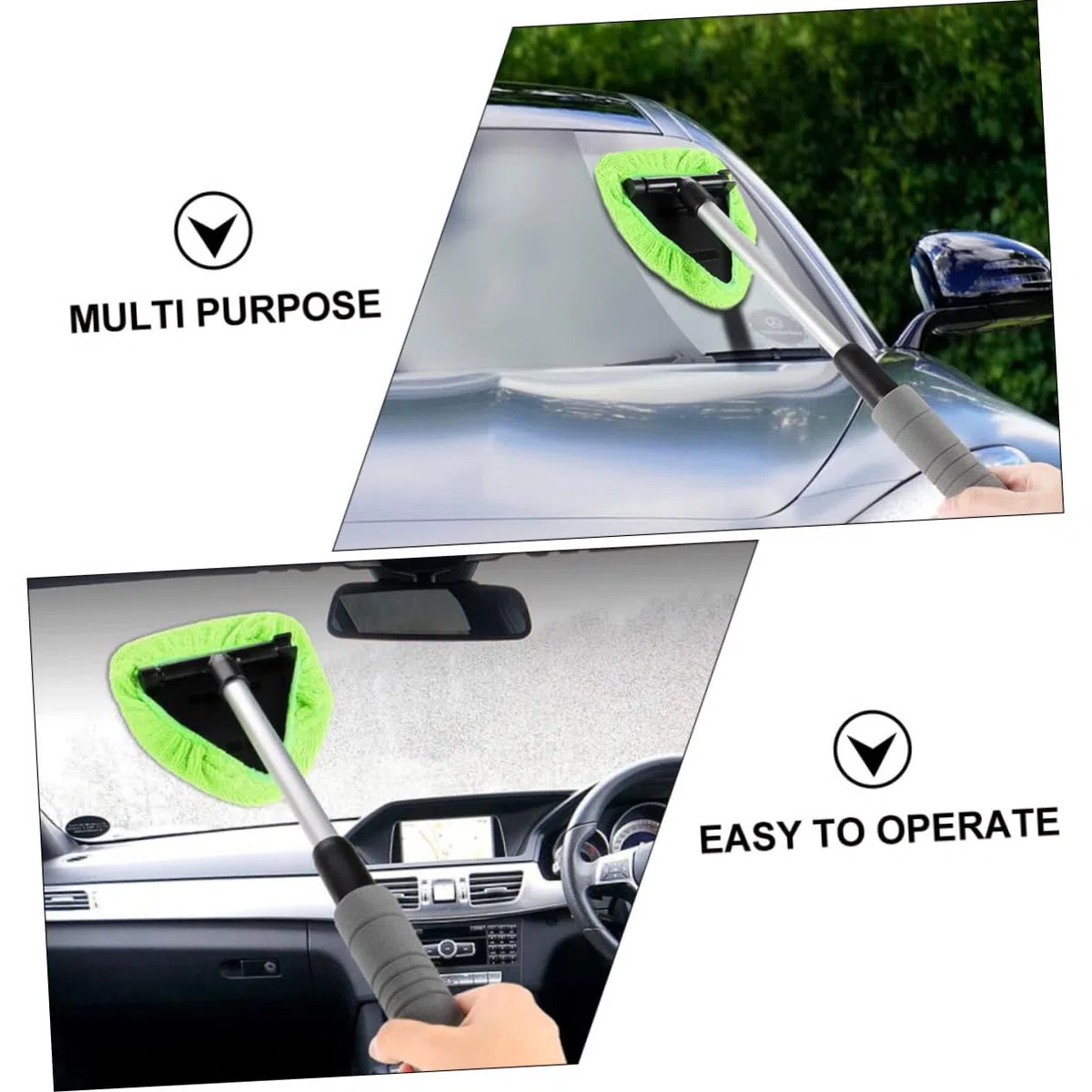 Cepillo De Limpieza para Coches y Parabrisas 1 Unidad Microfibra Suave Mango Telescópico Retráctil Cabezal Giratorio 180° Uso para Limpieza De Cristales De Vehículo para Automóviles