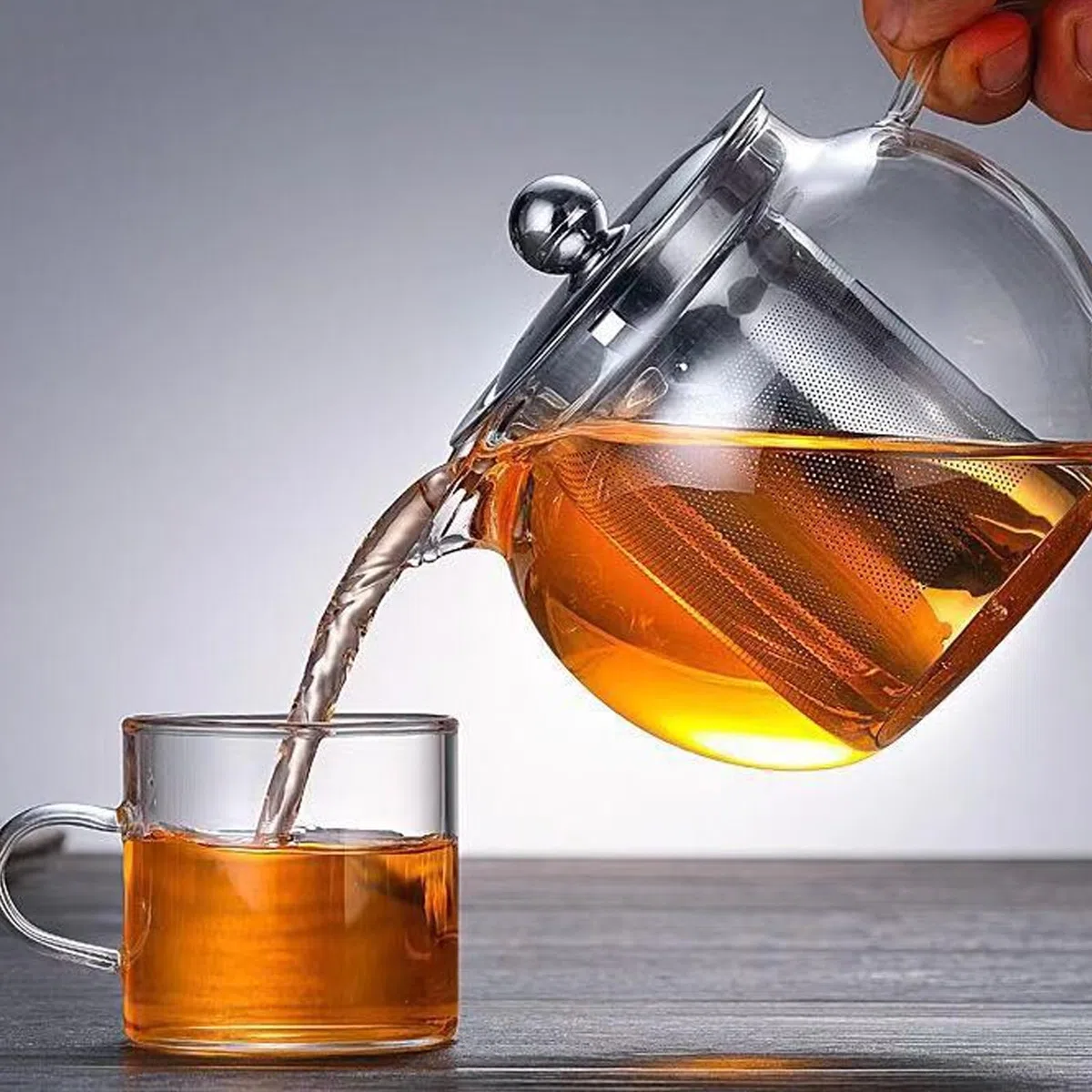 Tetera de cristal de 1300 ml, resistente al calor, cristal de borosilicato con filtro extraíble y tapa, placa de cocina, tetera, tetera, jarra de cristal para té, té de hierbas y bolsitas de té