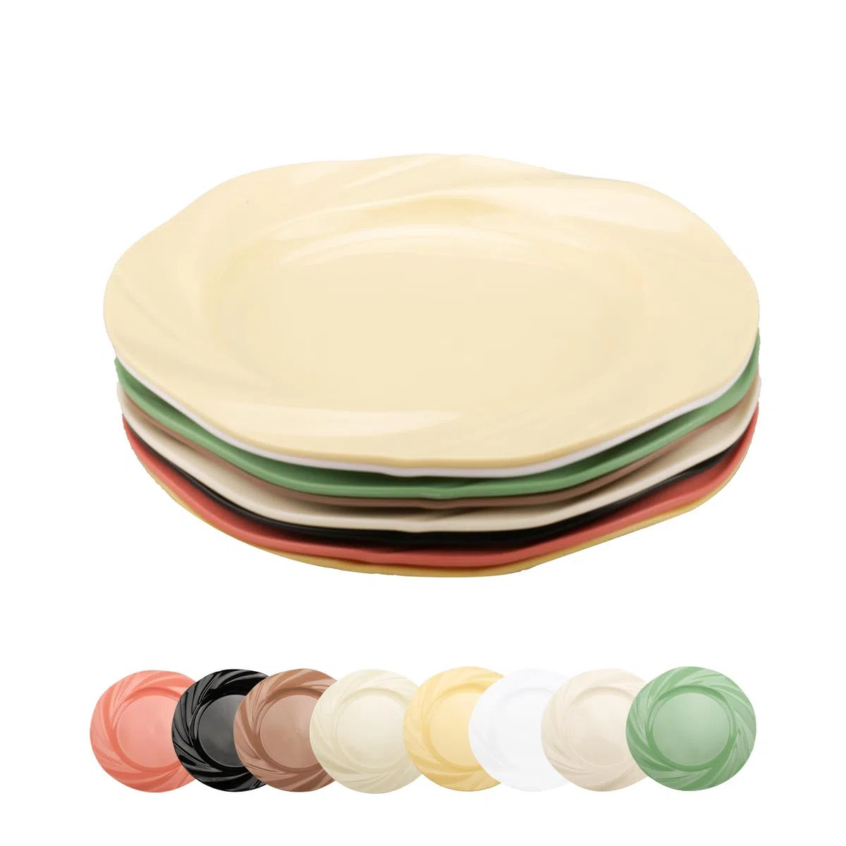 8 Colores Platos de Pasta Platos de Postre 19,5 x 1,5cm Platos Plastico Reutilizables Platos Hondos de Plástico para Pasta, Ensaladas, Filetes