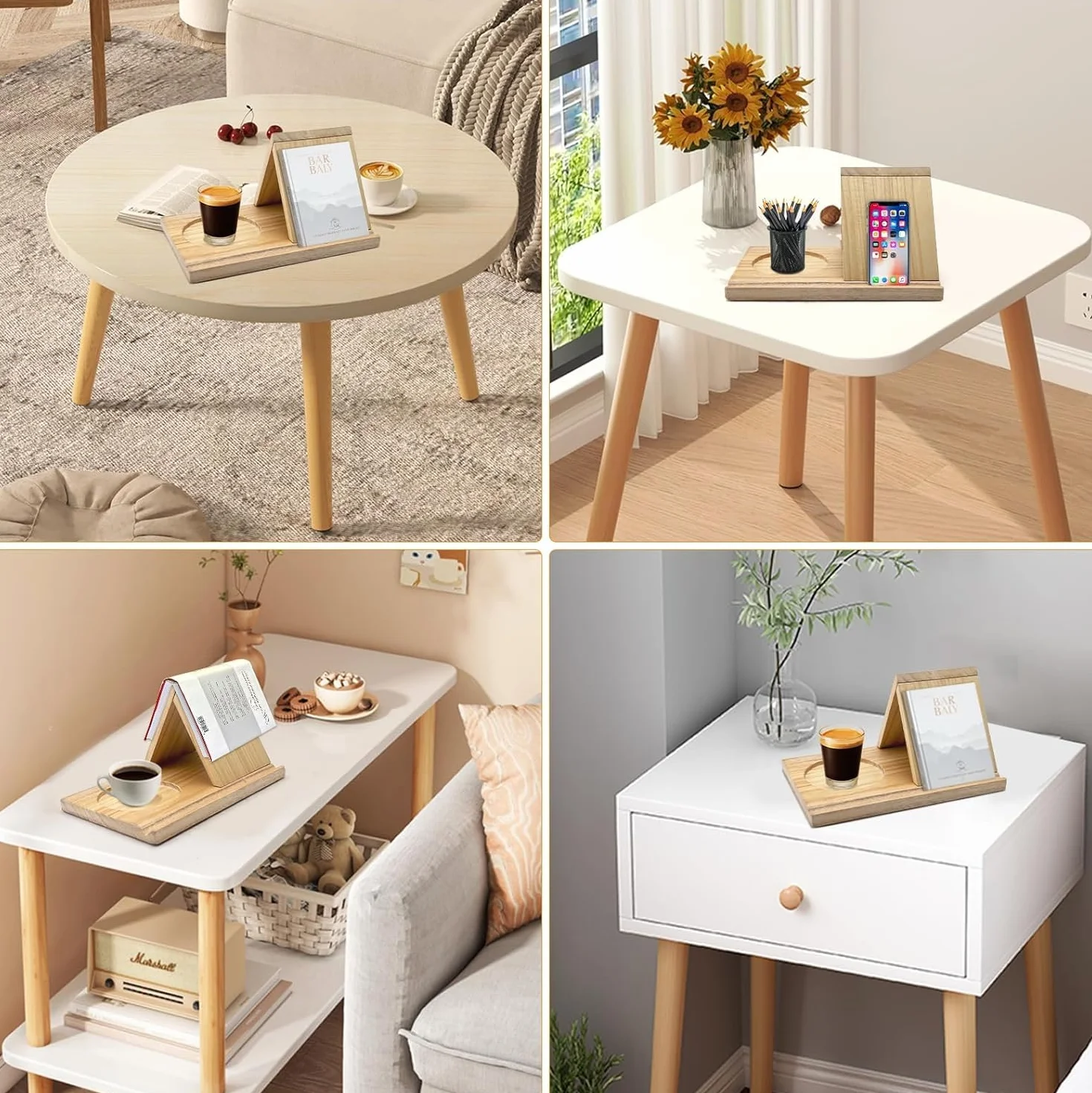 Soporte de Libro de estantería Triangular de Madera de Macizo Soporte para Libros Personalizad para Reposar Páginas Regalos para Lectores Profesores Escritores