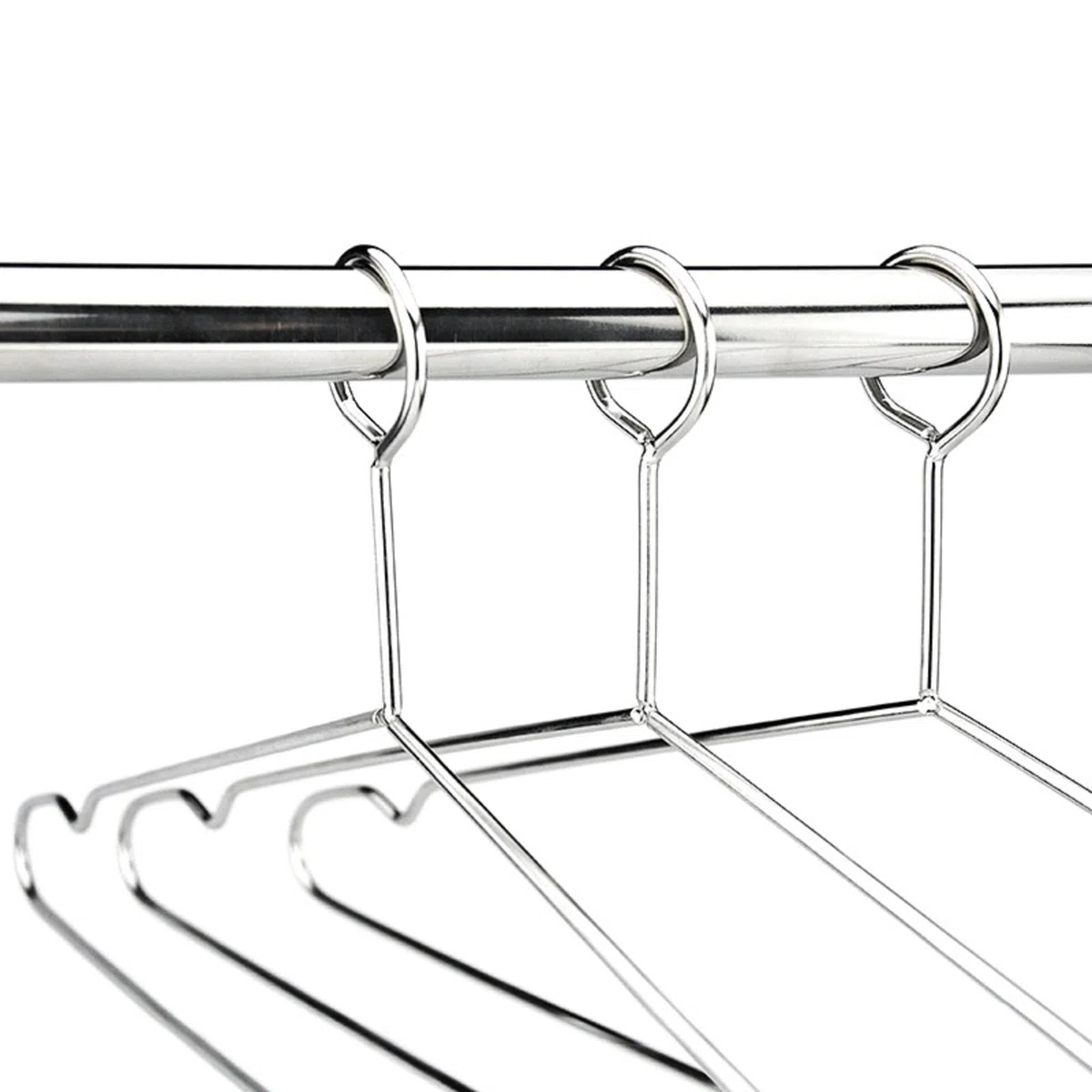 10 perchas de seguridad de acero inoxidable para ropa, de metal, antirrobo, para trajes, estilo hotel, con cierre de anillo cerrado