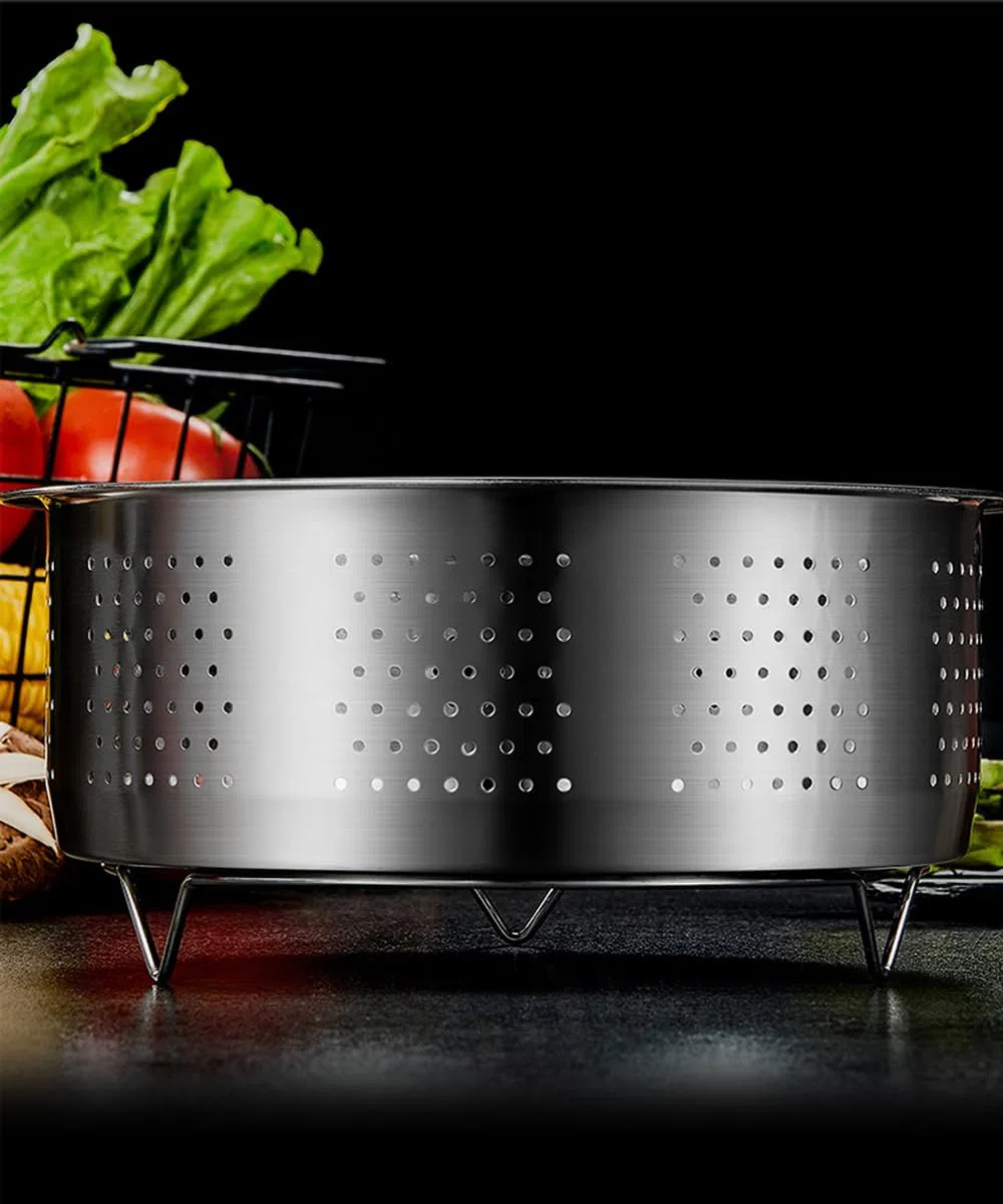 Cesta de vapor para cocinar, cesta de vapor de verduras de acero inoxidable para ollas a presión, accesorios de ollas (diámetro exterior: 22 cm)