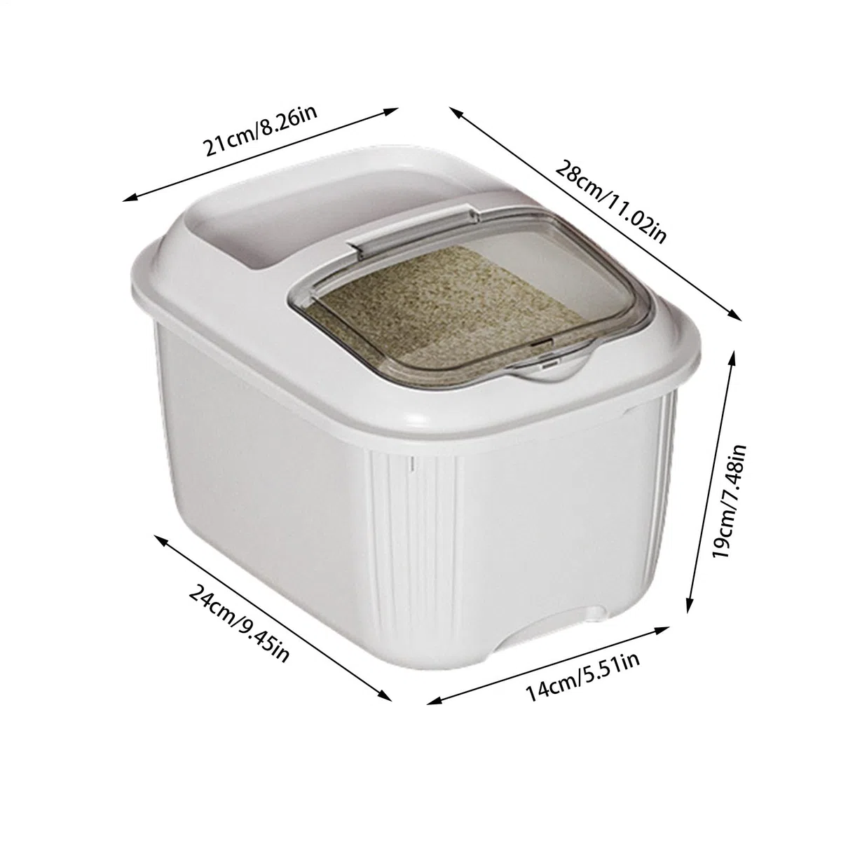 Dispensador de arroz de 5 kg, caja de almacenamiento de arroz de cocina con tapa transparente, contenedor de almacenamiento hermético Ric, dispensador de alimentos secos para harina de granos