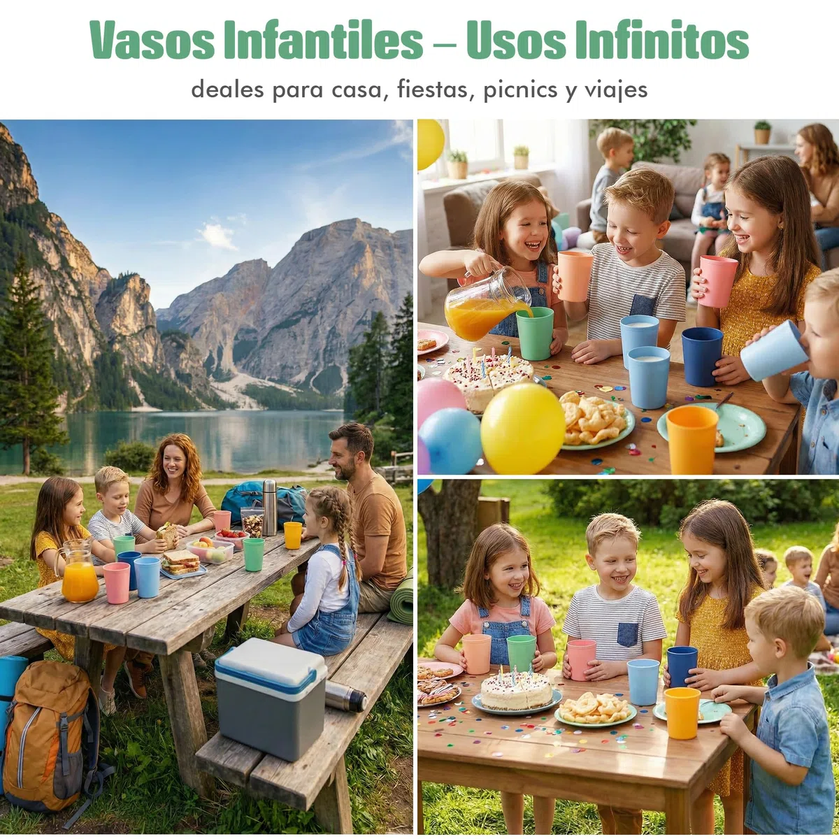MASTERCOOK 6 vasos reutilizables pequeños – 8 onzas irrompibles – Vasos para niños pequeños para agua, jugo, leche – vasos apilables sin BPA juego de vasos de plástico para cocina, picnics, fiestas