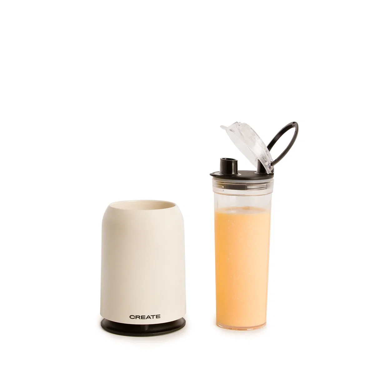 CREATE/MOI STUDIO/Batidora de vaso blanco roto/Tritura y emulsiona, para smoothies y batidos, vaso 400 ml, individual, libre BPA, portátil, cuchillas de acero inoxidable, 230W